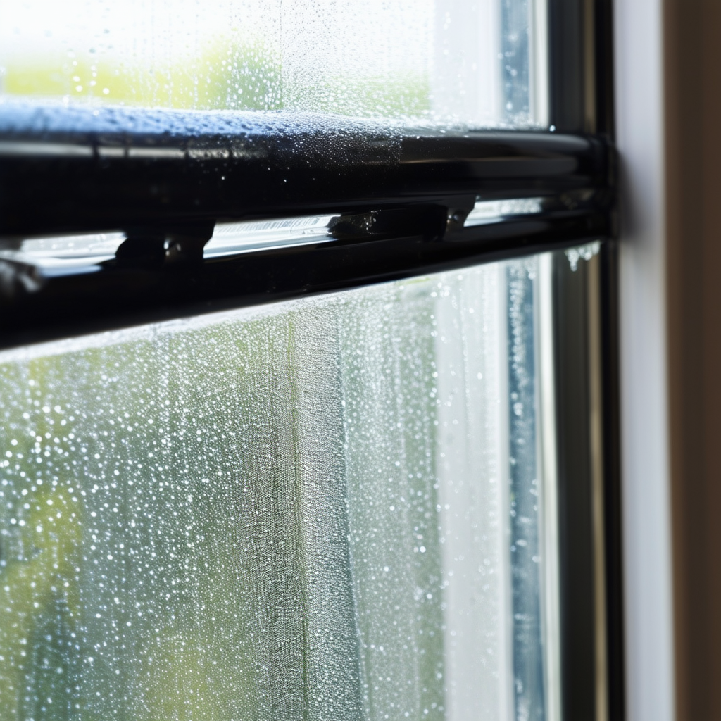 A sparkling clean window track with a shiny window